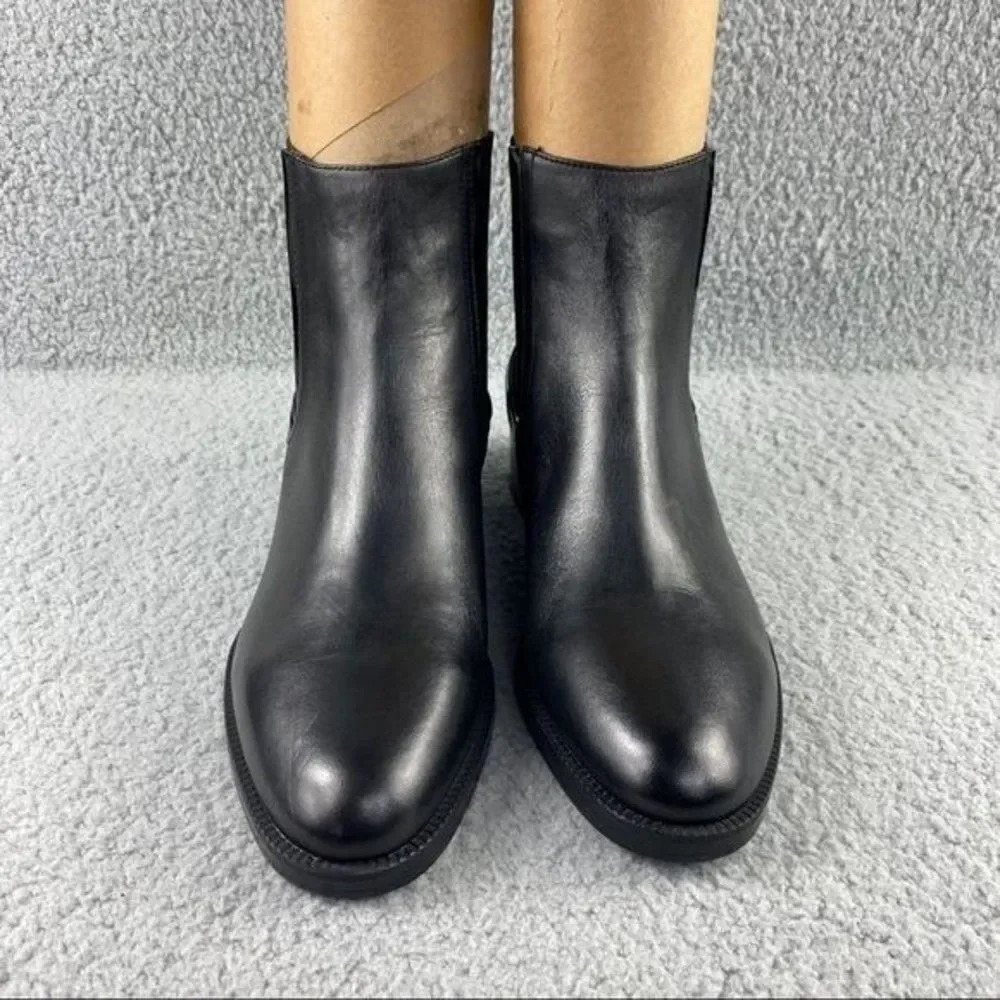 NEW zara bootie black leather ankle boots elastic GUSSET pull on womens 11 EU 42 - Picture 3 of 16